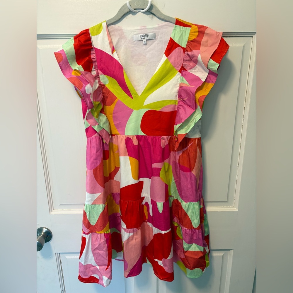 Crosby by Mollie Burch Holden Night in Miami flutter dress women’s xs x-small